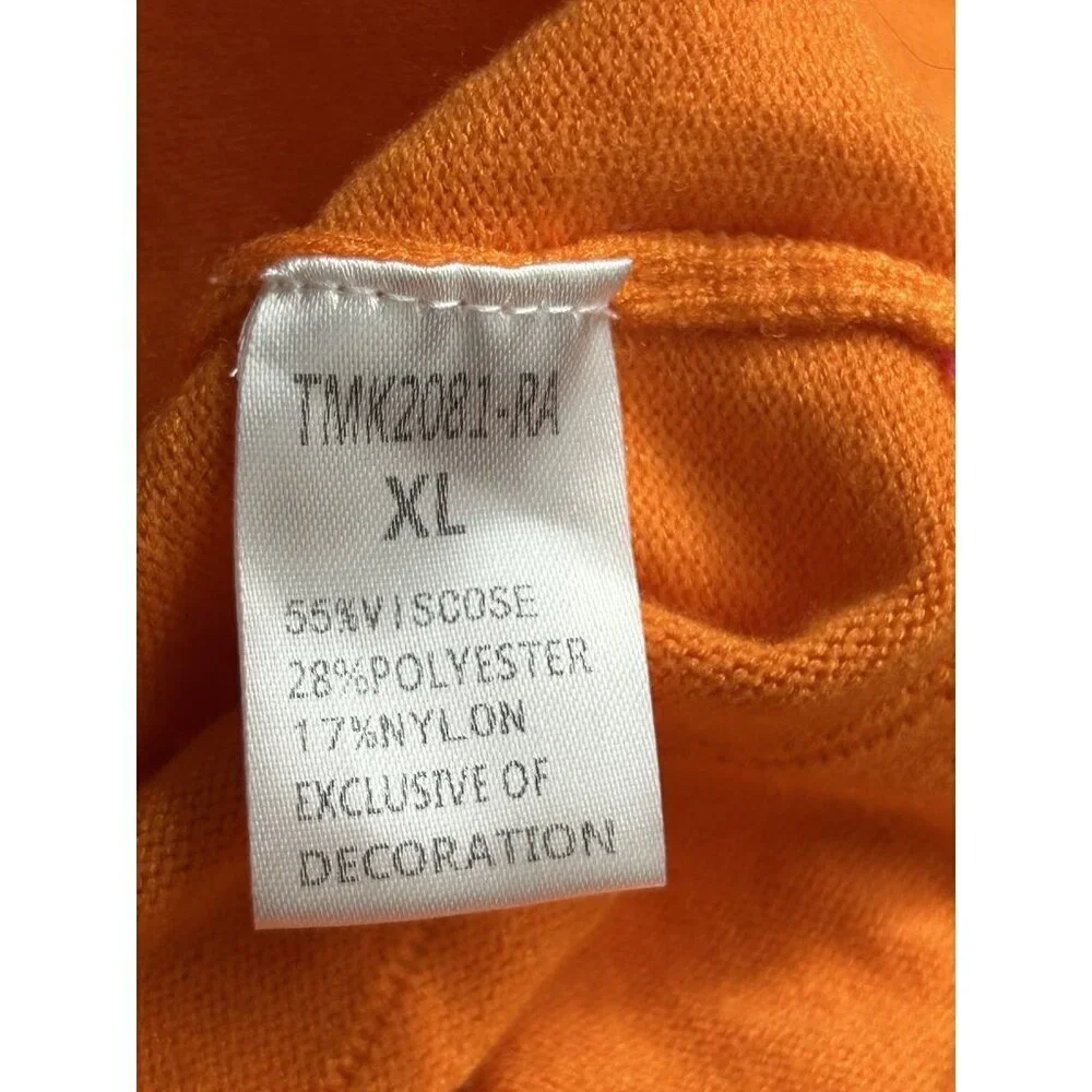 THML Turtleneck Sweater Womens XL Orange Pink Pullover Split Side Hem Soft
